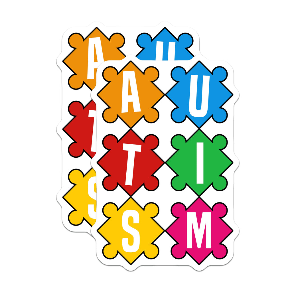 (2 Pack) Autism Awareness Magnets - Colorful Puzzle Piece Symbol - Neurodiversity Acceptance Decor - Special Education Teacher - 5" - Thick Durable Magnet - Made in USA - MAG39196