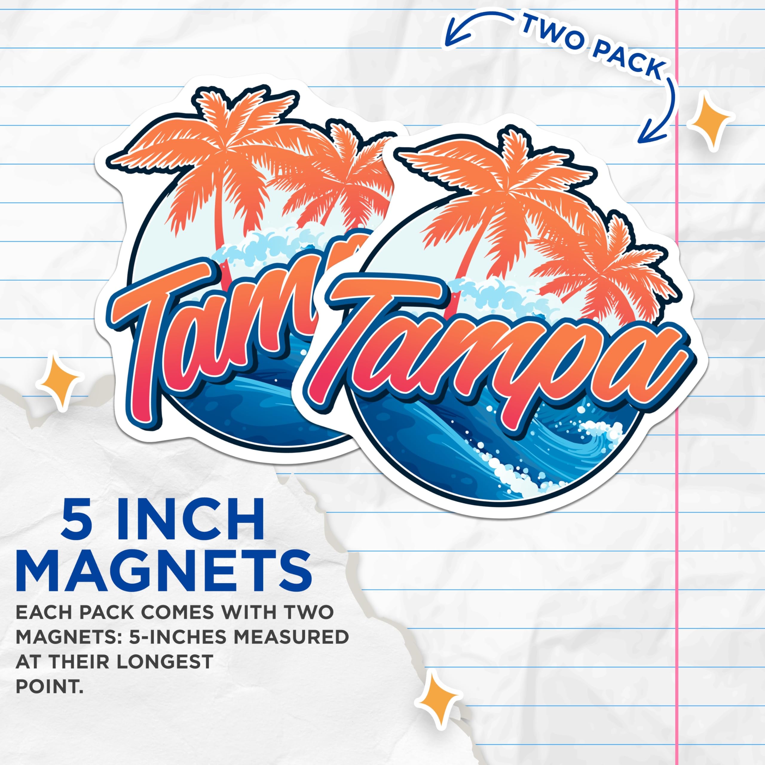 (2 Pack) Tampa Florida Magnets - Beach Vacation Decor - Souvenir Travel Magnet - 5" On Longest Side - Premium Magnet - for Cars, Refrigerators, Toolboxes, Lockers - Made in USA - MAG18571