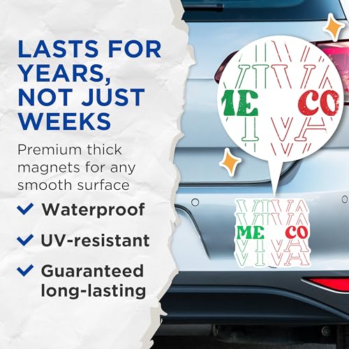 (2 Pack) Viva Mexico Magnets - Mexican Pride Magnets - Latin American Culture Magnets - 5" On Longest Side - for Cars, Refrigerators, Toolboxes, Lockers - Made in USA BMCS3081