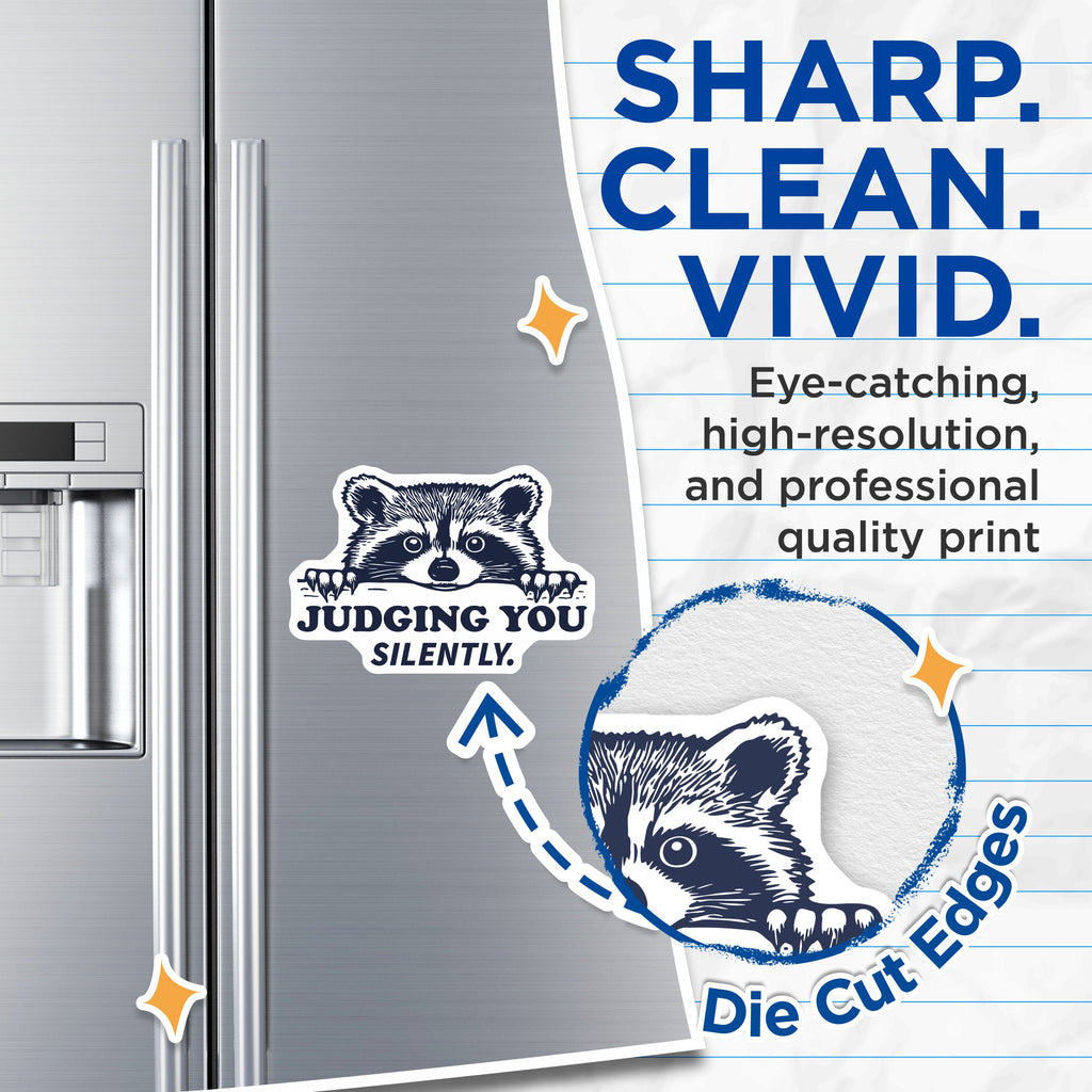 (2 Pack) Raccoon Judging Magnets - Funny Animal Fridge Decor Locker Accents - Sarcastic Introvert Witty Saying - 5 Inches On Longest Side - Thick Durable Magnet - Made in USA - MAG37093