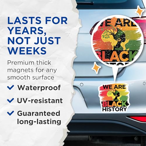 (2 Pack) We are Black History Magnets - African Pride - Inspirational Art - 5" On Longest Side - for Cars, Fridges, Toolboxes - Made in USA - MAG3892