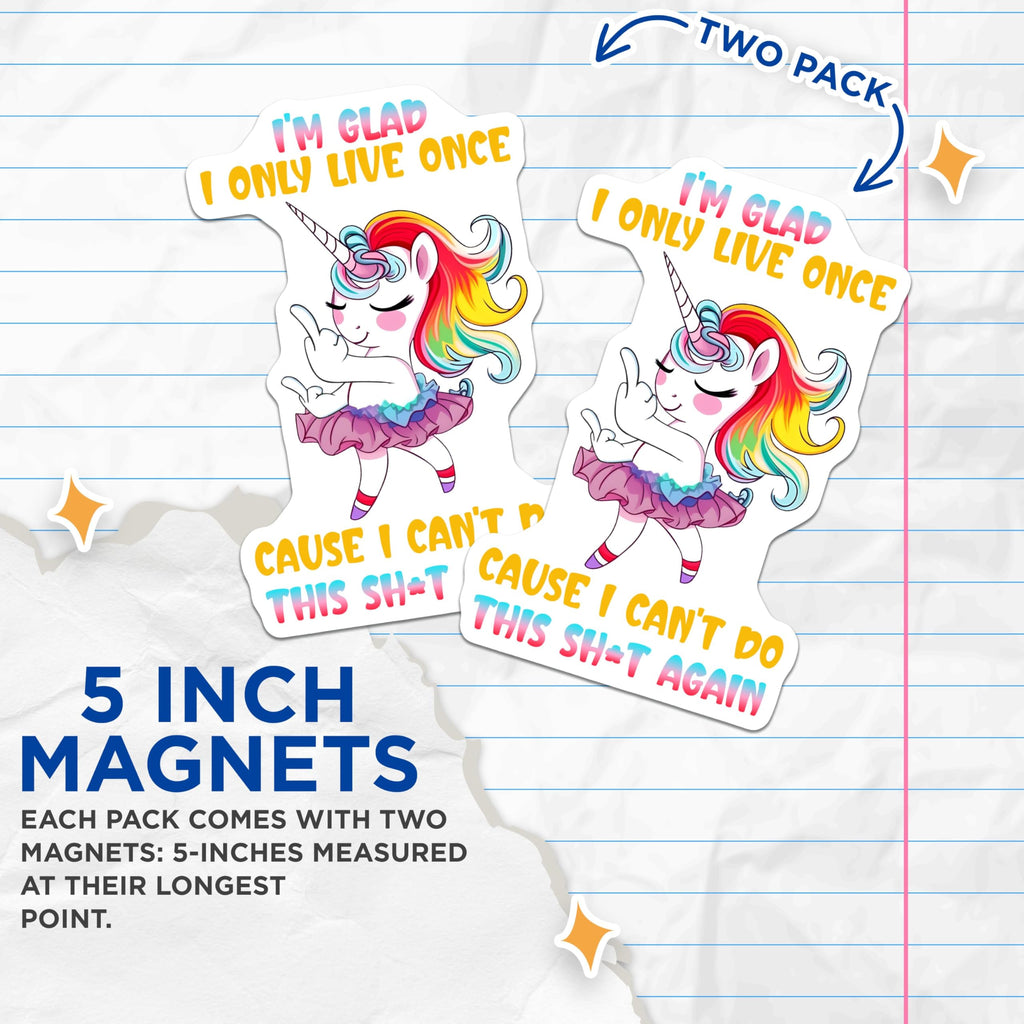 (2 Pack) Sassy Unicorn Magnets - Fun and Bold Statements - 5" On Longest Side - for Cars, Fridges, Toolboxes - Made in USA - MAG7794