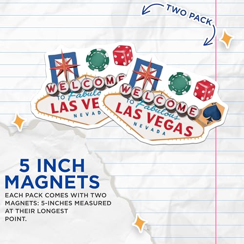(2 Pack) Welcome to Fabulous Las Vegas Magnets - Nevada Souvenir Magnet - Las Vegas Tourism Magnets - 5" On Longest Side - for Cars, Fridges, Toolboxes - Made in USA - MAG6734