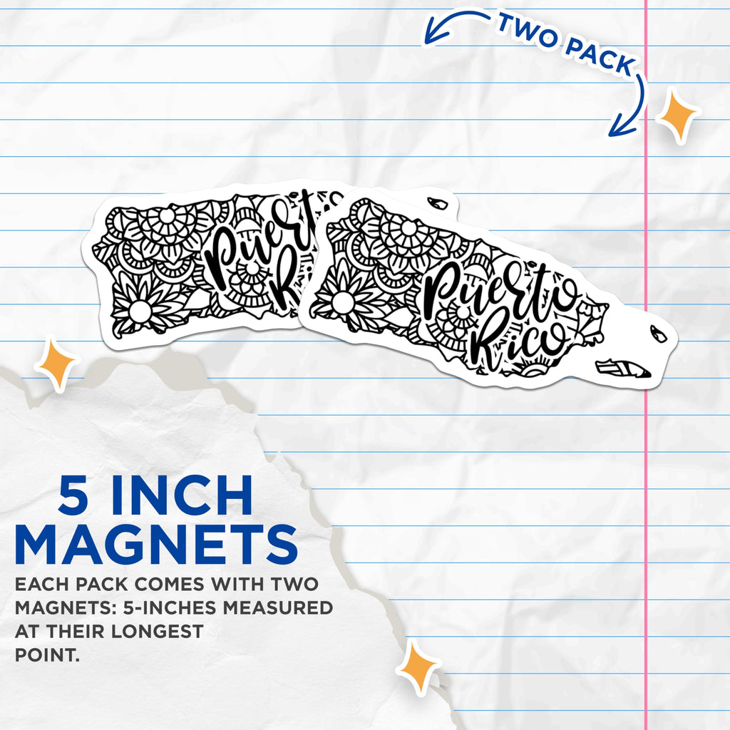 (2 Pack) Puerto Rico Magnets - Island Pride Souvenir - Home Decor Magnets - 5" On Longest Side - Premium Magnet - for Cars, Refrigerators, Toolboxes, Lockers - Made in USA - MAG17182