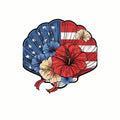 (3 Pack) Patriotic Shell Decals - American Flag Floral - Laptop Decorations - 3 Inches On Longest Side - Easy Peel & Apply - Made in USA - 3MCS7742