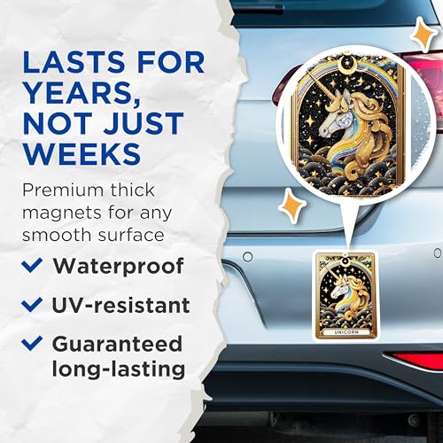 (2 Pack) Colorful Unicorn Design Magnet - 5" On Longest Side - Sticks to Smooth Flat Surfaces - Made in USA - MAG10138