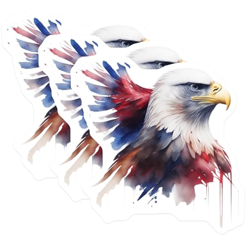 (3 Pack) Eagle Decals - Patriotic Symbol - American Pride - Laptop Decals- 3 Inches On Longest Side - Easy Peel & Apply - Made in USA - 3MCS5522