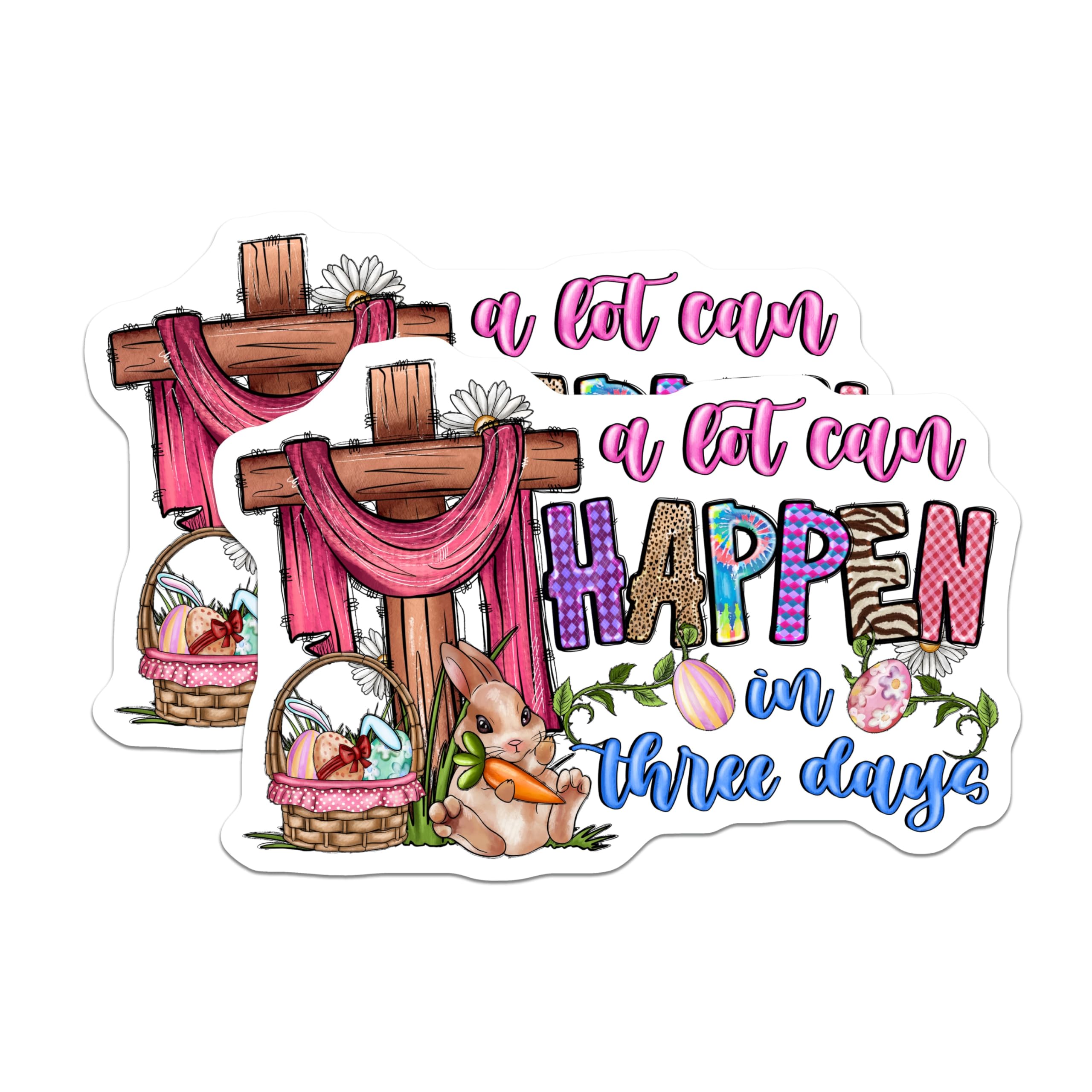 (2 Pack) Christian Easter Magnets - Religious Resurrection Decor - Faith Based Bunny Cross Spring Decorations - 5 Inches On Longest Side - Thick Durable Magnet - Made in USA - MAG29799
