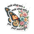 (2 Pack) Motivational Butterfly Rose Stickers - Inspirational Quote - Floral Decal for Laptop - 5" On Longest Side - Sticks to Smooth Flat Surfaces - Made in USA - BMCS9729