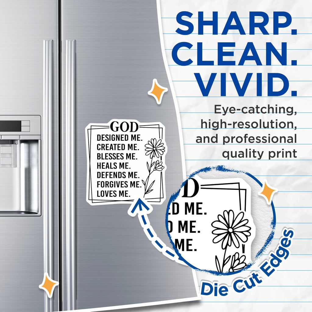 (2 Pack) God Designed Me Magnets - Christian Faith Decor - Inspirational Refrigerator - 5 Inches On Longest Side - Thick Durable Magnet - Made in USA - MAG26408