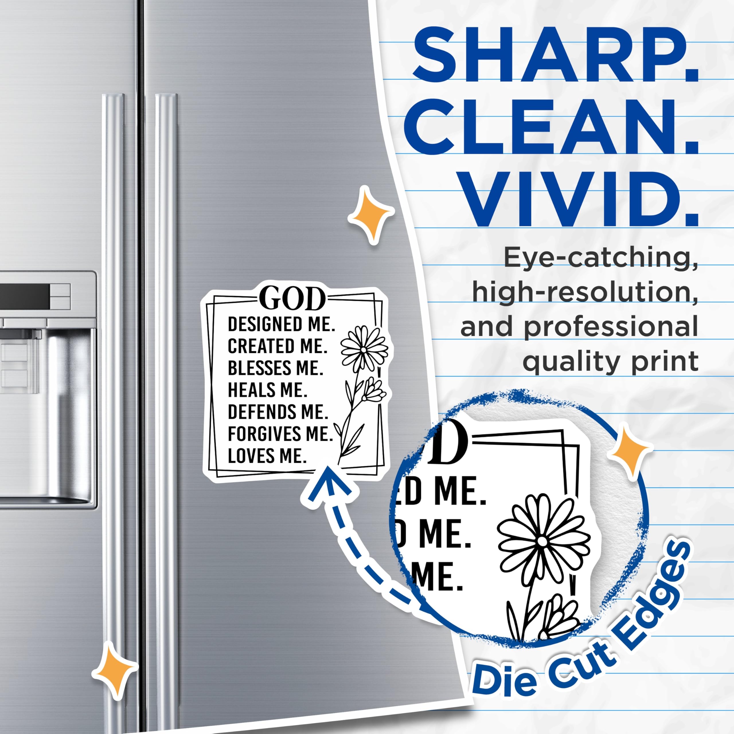 (2 Pack) God Designed Me Magnets - Christian Faith Decor - Inspirational Refrigerator - 5 Inches On Longest Side - Thick Durable Magnet - Made in USA - MAG26408