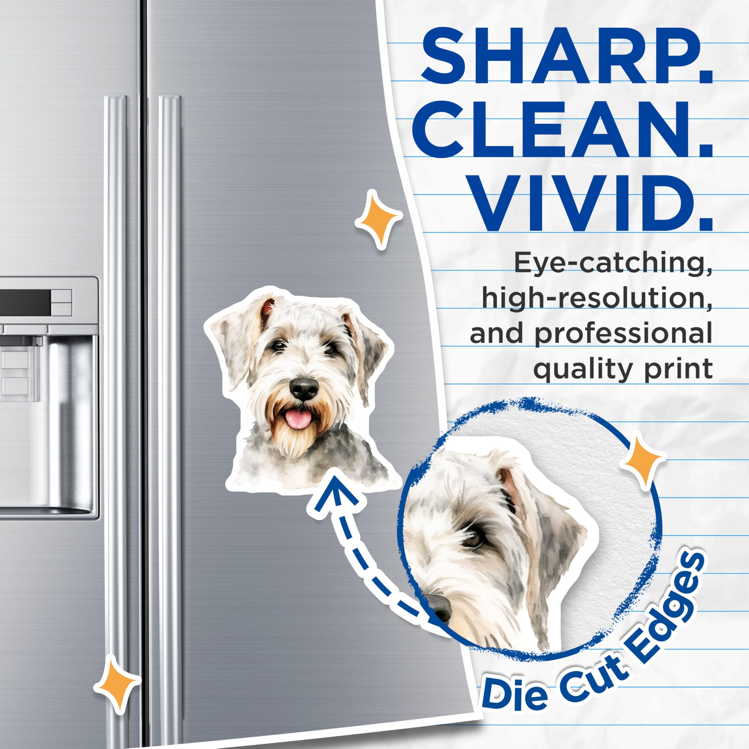 (2 Pack) Schnauzer Dog Magnets - Watercolor Pet Art - Cute Dog Fridge Decor - 5 Inches On Longest Side - Thick Durable Magnet - Made in USA - MAG25888