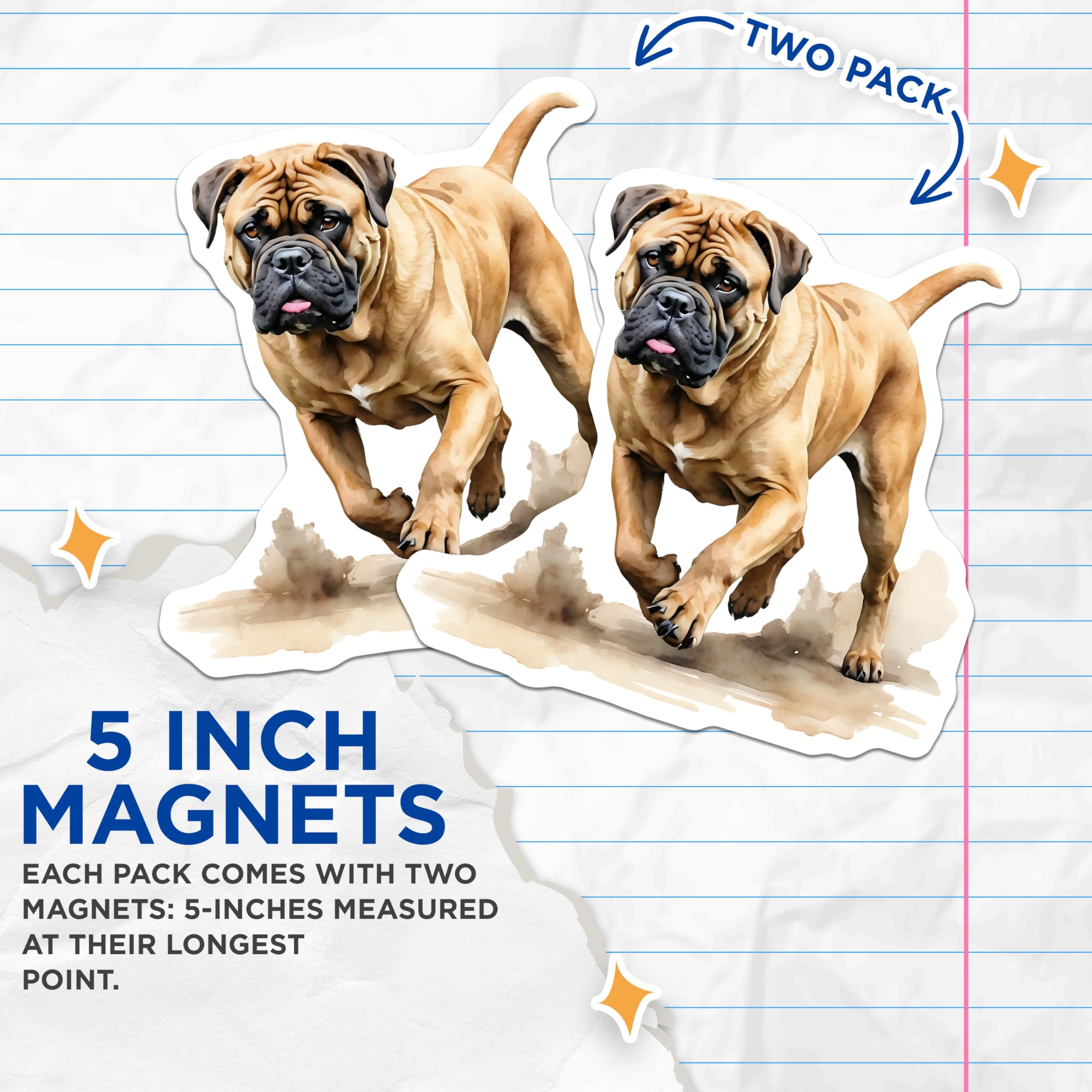 (2 Pack) Bullmastiff Magnets - Dog Breed Decor - Refrigerator Magnets - 5" On Longest Side - Premium Magnet - for Cars, Refrigerators, Toolboxes, Lockers - Made in USA - MAG14746