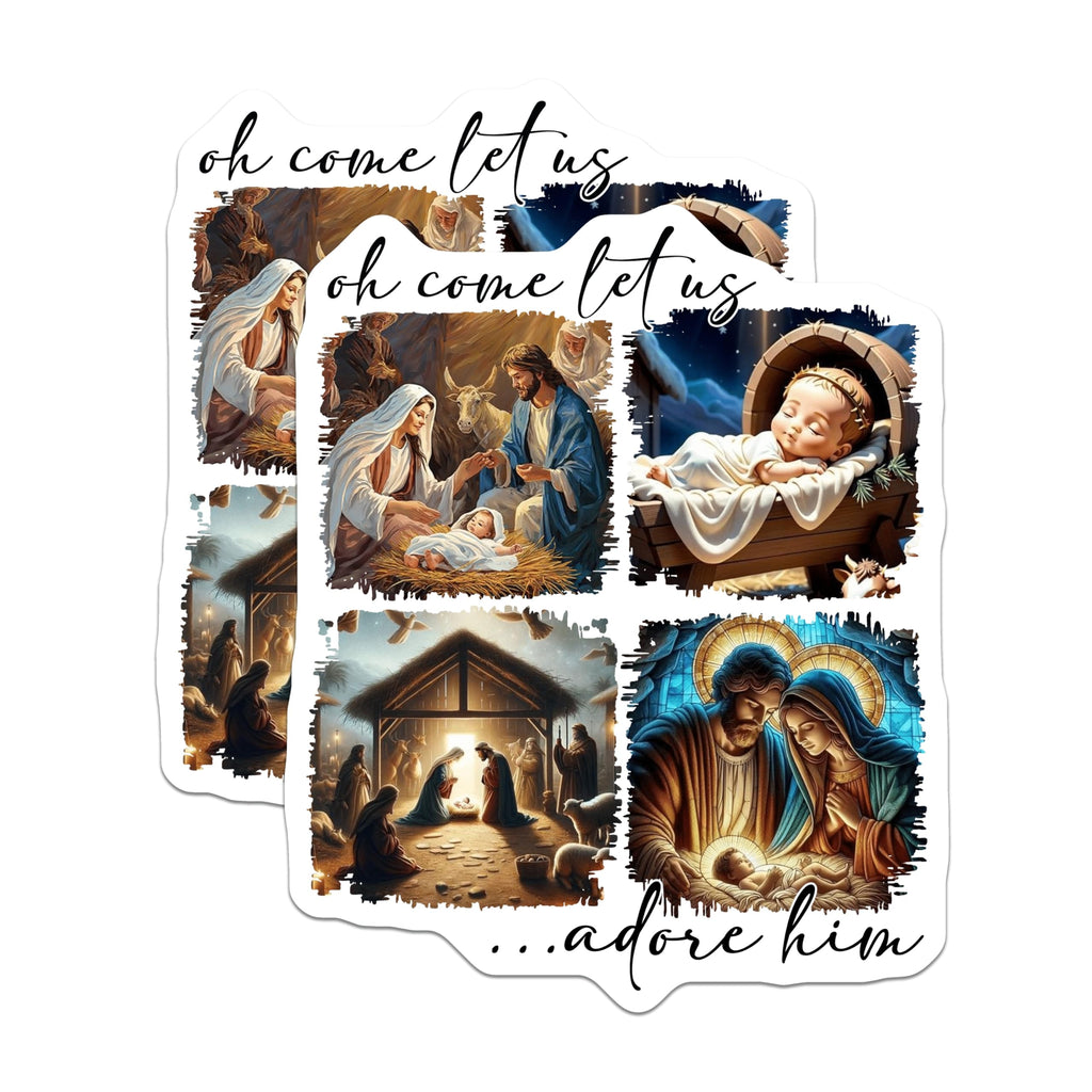 (2 Pack) Nativity Scene Magnets - Baby Jesus Manger - Christian Christmas Decor - 5 Inches On Longest Side - Thick Durable Magnet - Made in USA - MAG28349