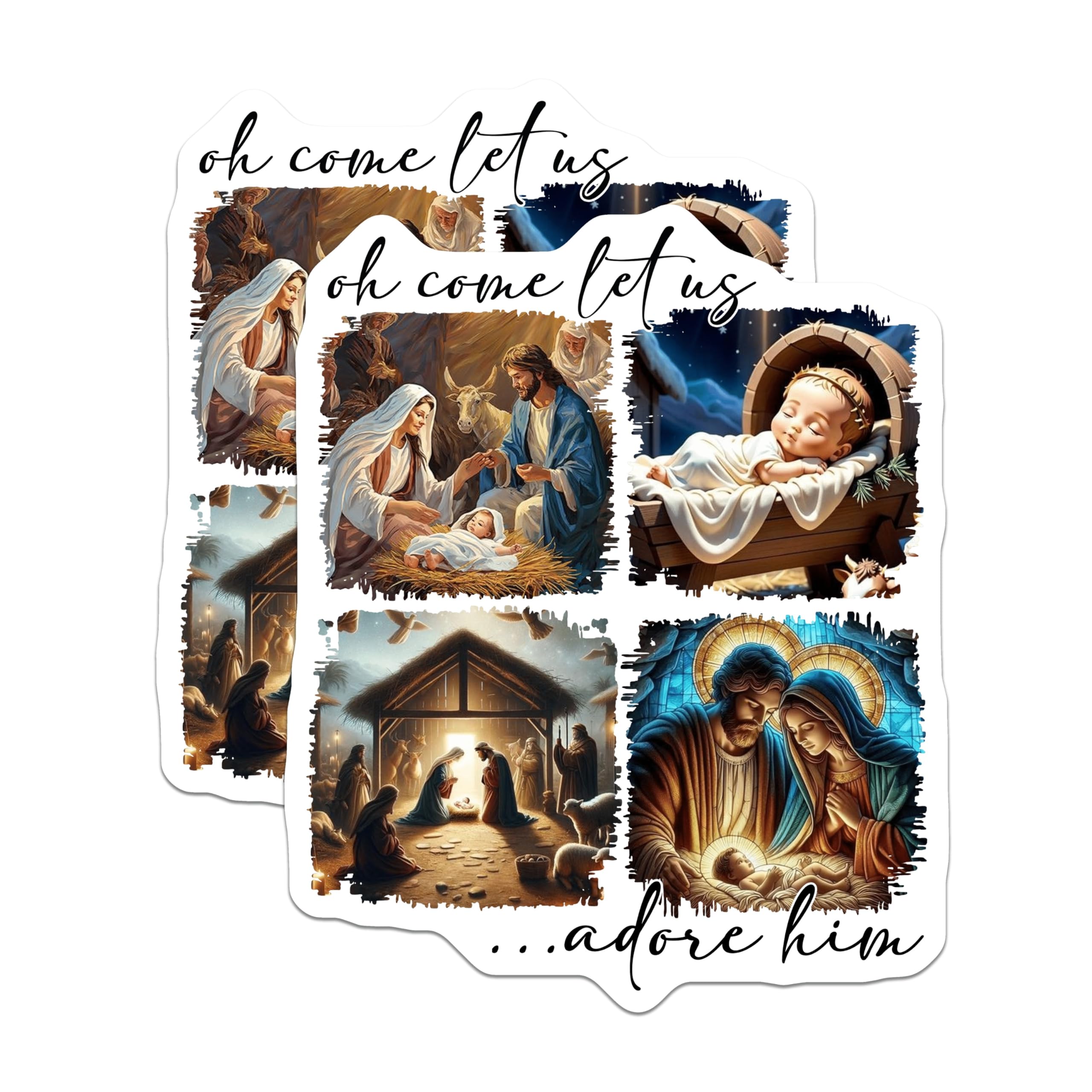 (2 Pack) Nativity Scene Magnets - Baby Jesus Manger - Christian Christmas Decor - 5 Inches On Longest Side - Thick Durable Magnet - Made in USA - MAG28349