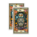(2 Pack) Skeleton Owl Stickers - Flower Moon Stickers - Tarot Card Stickers - 5" On Longest Side - Sticks to Smooth Flat Surfaces - Made in USA - BMCS3634