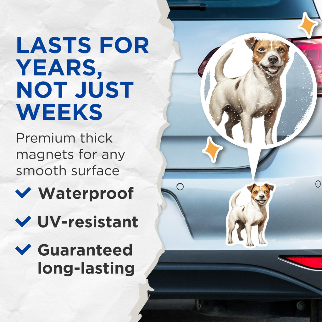 (2 Pack) Jack Russell Terrier Magnets - Dog Breed Lover Art - Pet Parent Fridge Decal - 5 Inches On Longest Side - Thick Durable Magnet - Made in USA - MAG28334