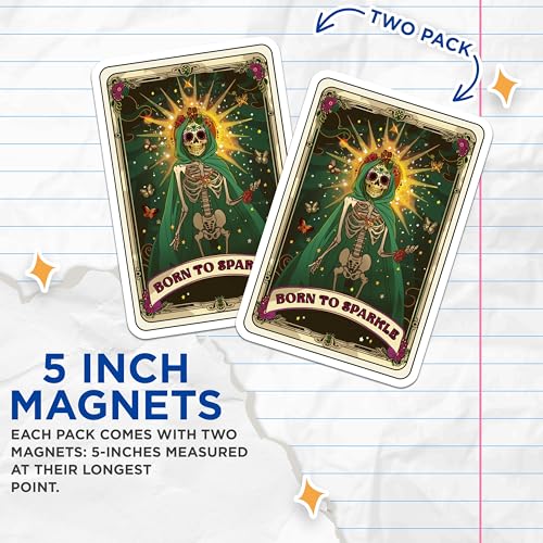 (2 Pack) Born to Sparkle Magnets - Skull Art Magnet - Unique Skeleton DÃƒÂ©cor - 5" On Longest Side - for Cars, Fridges, Toolboxes - Made in USA - MAG3928