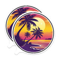 (2 Pack) Tropical Sunset Magnets - Beach Palm Tree Ocean Decor - Retro Aesthetic Fridge Locker Accent - 5 Inches On Longest Side - Thick Durable Magnet - Made in USA - MAG38538