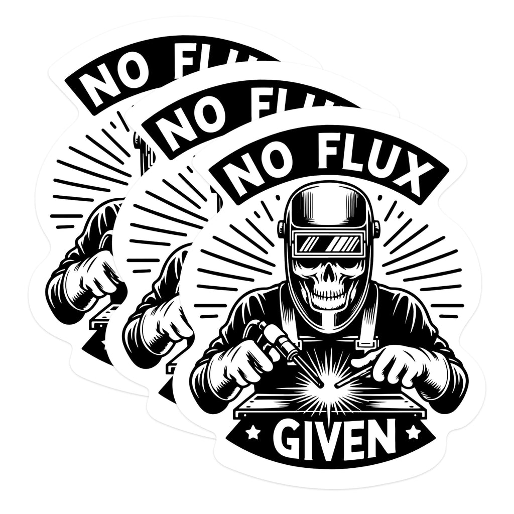 (3 Pack) Welder Skull Decals - No Flux Given - Welding Helmet Sticker - 3 Inches On Longest Side - Easy Peel & Apply - Made in USA - 3MCS1093