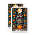 (2 Pack) Enchanting Owl Magnets - Celestial Moon Pumpkin Art - Tarot Card Style Autumn Decor Fridge Accessories - 5 Inches On Longest Side - Thick Durable Magnet - Made in USA - MAG22602