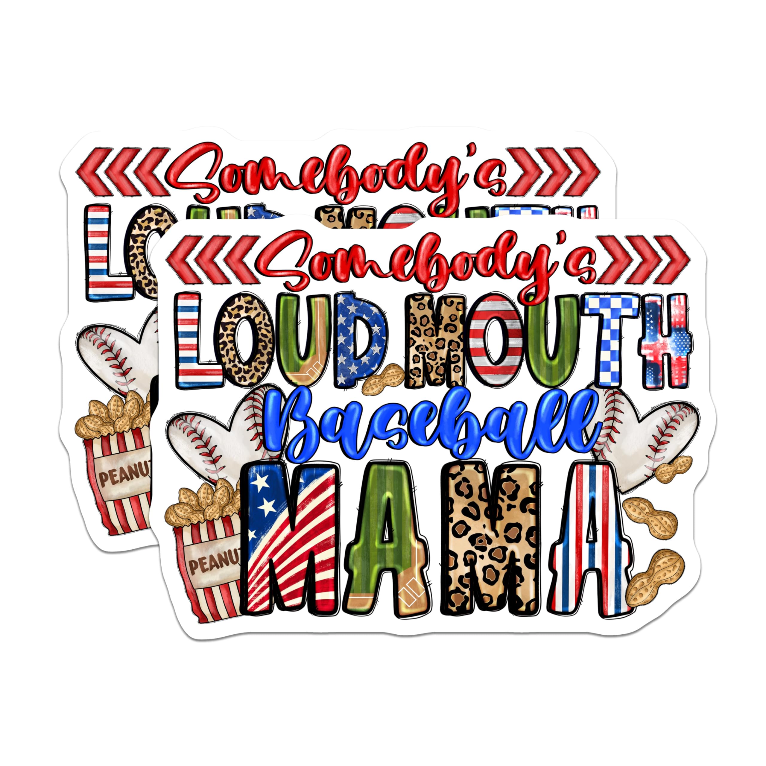 (2 Pack) Baseball Mama Magnets - Loud Mouth Sports Mom Decor - Patriotic Fan Parent Fridge Accents - 5 Inches On Longest Side - Thick Durable Magnet - Made in USA - MAG25965