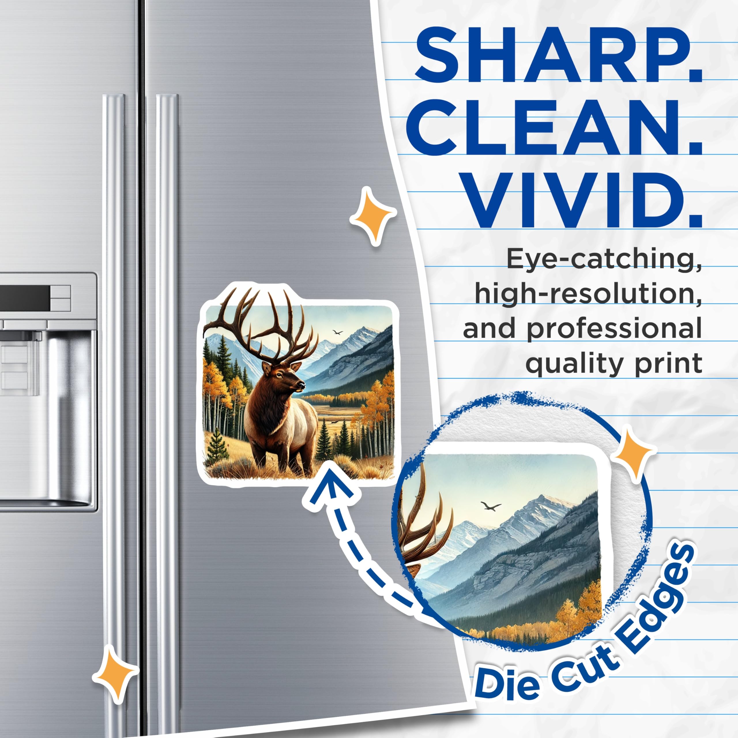 (2 Pack) Elk Scenery Magnets - Wildlife Decor - Mountain Fridge Magnets - 5" On Longest Side - Premium Magnet - for Cars, Refrigerators, Toolboxes, Lockers - Made in USA - MAG18893