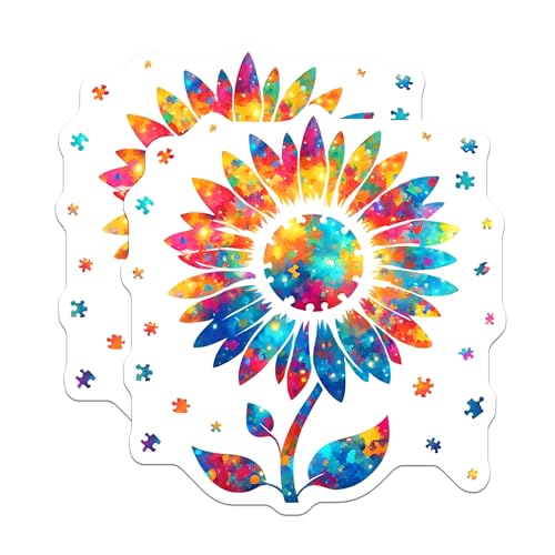 (2 Pack) Colorful Sunflower Magnets - 5" On Longest Side - for Cars, Fridges, Toolboxes - Made in USA - MAG7894