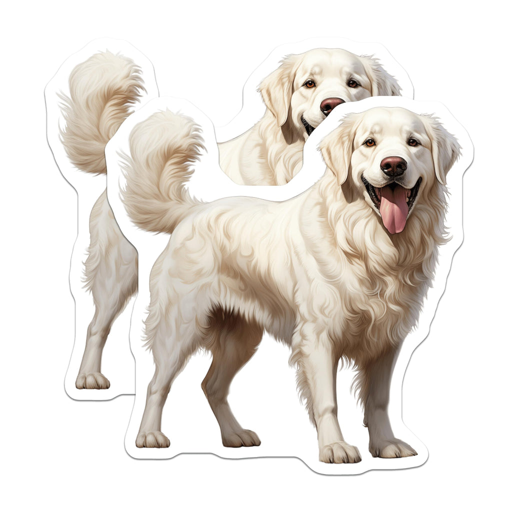 (2 Pack) Golden Retriever Magnets - English Cream Dog Breed Art - Happy Canine Pet Refrigerator Display - 5 Inches On Longest Side - Thick Durable Magnet - Made in USA - MAG23406