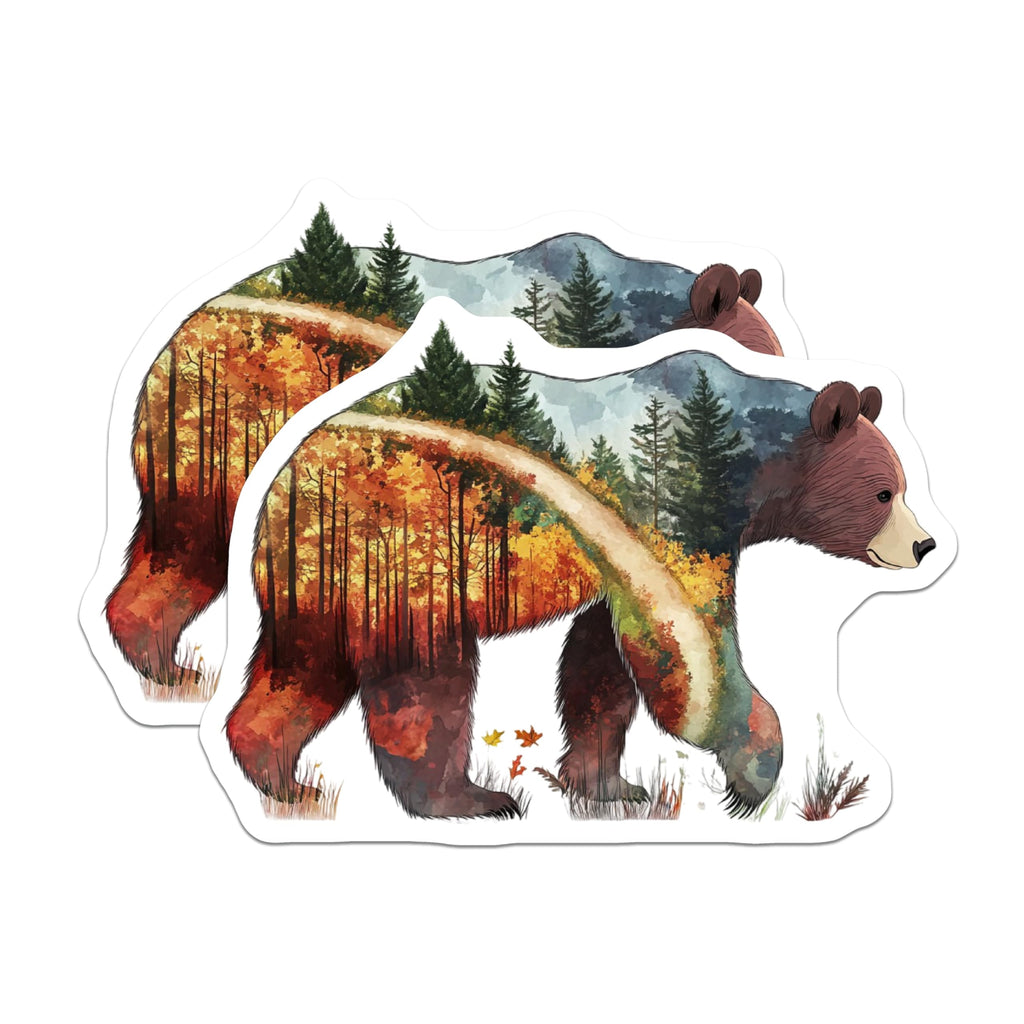 (2 Pack) Bear Forest Magnets - Nature Art Magnet - Animal Lover Magnet - 5" On Longest Side - Premium Magnet - for Cars, Refrigerators, Toolboxes, Lockers - Made in USA - MAG15005