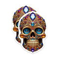 (2 Pack) Skull Stickers - Colorful Skull Art - 5" On Longest Side - Sticks to Smooth Flat Surfaces - Made in USA - BMCS8608 - BMCS8608