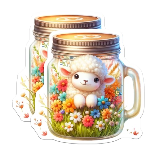 (2 Pack) Adorable Lamb Decor Magnet - Kids Room Decoration - 5" On Longest Side - Sticks to Smooth Flat Surfaces - Made in USA - MAG9375