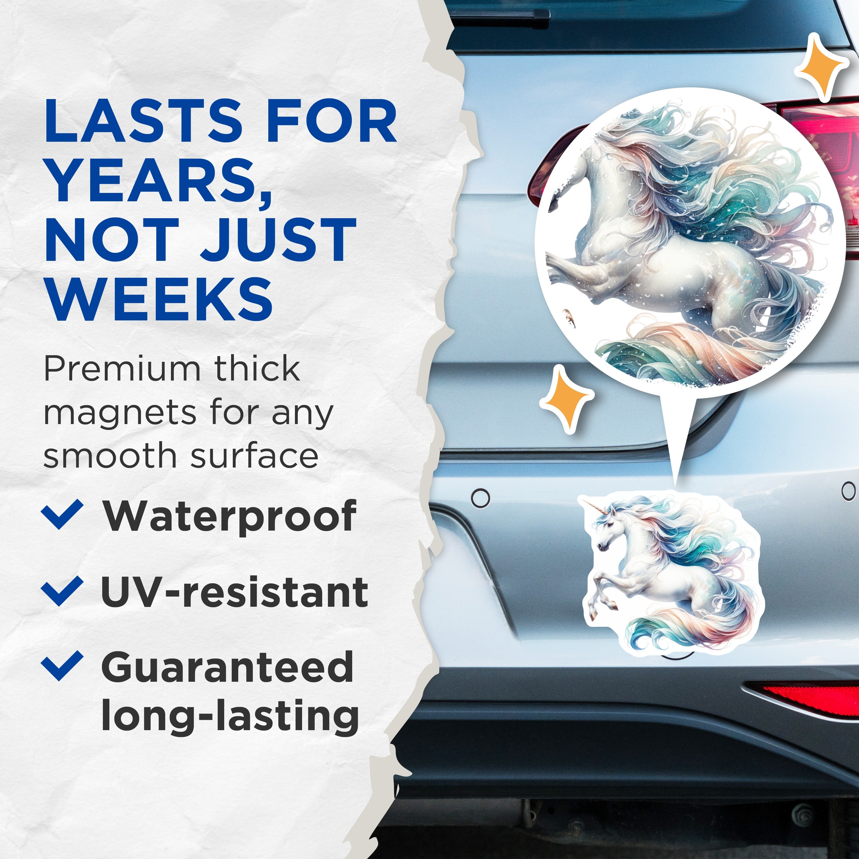 (2 Pack) Unicorn Magnets - Magical Fantasy Creature Decor - Whimsical Mythical Art Home Accent - 5 Inches On Longest Side - Thick Durable Magnet - Made in USA - MAG38740