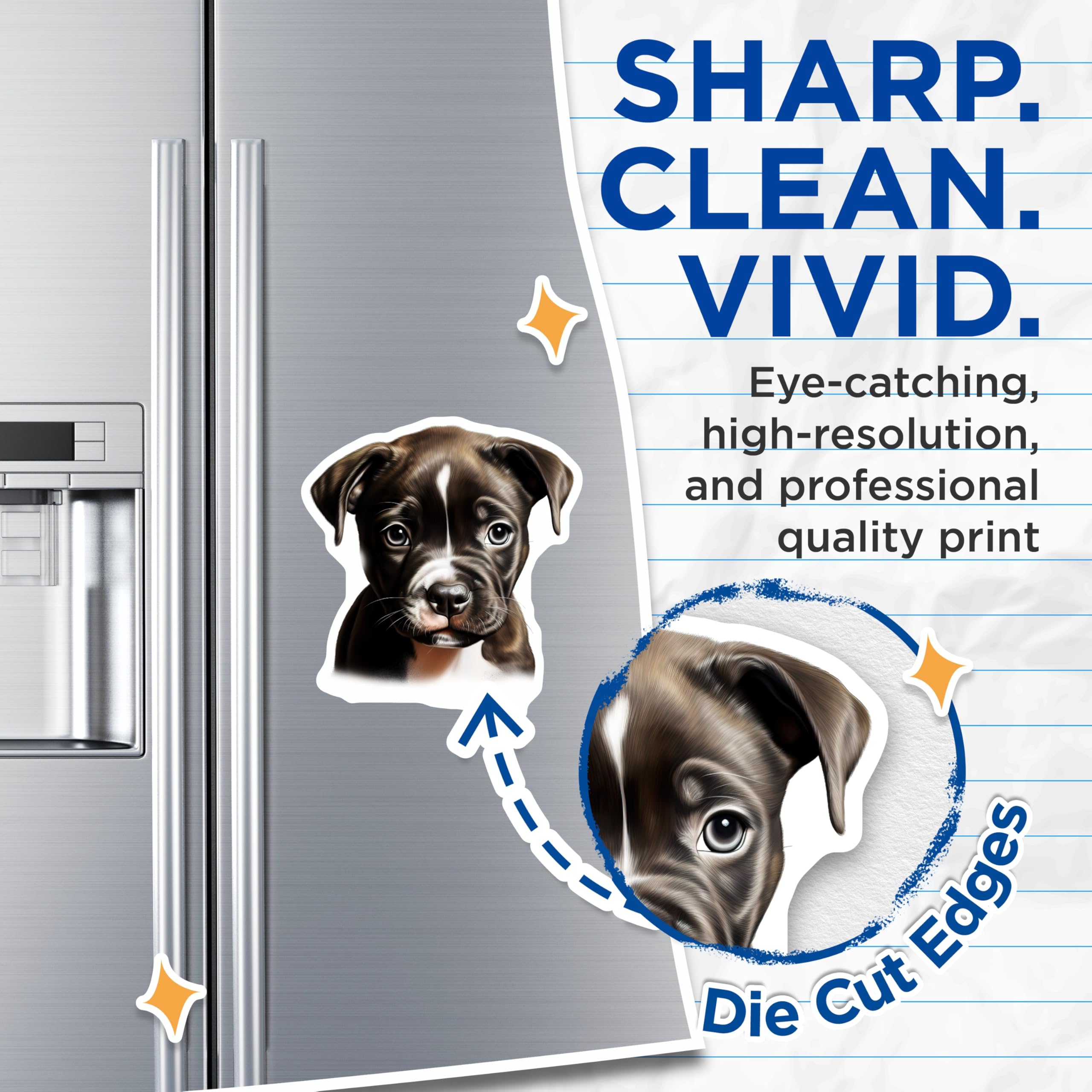 (2 Pack) Cute Pitbull Puppy Magnets - Brindle Dog Fridge - Pet Lover Home Decor - 5 Inches On Longest Side - Thick Durable Magnet - Made in USA - MAG25545