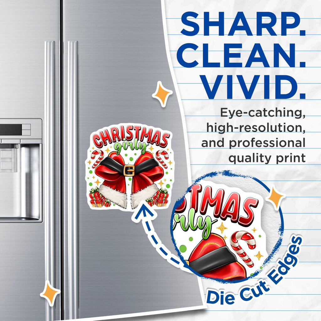 (2 Pack) Christmas Girly Magnets - Santa Suit Holiday Decor - Festive Refrigerator Magnets - 5 Inches On Longest Side - Thick Durable Magnet - Made in USA - MAG29072