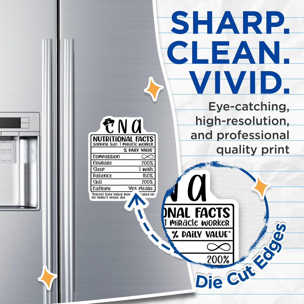 (2 Pack) CNA Nutritional Facts Magnets - Nurse Appreciation - Medical Worker Fridge Decor - 5" On Longest Side - Premium Magnet - for Cars, Refrigerators, Toolboxes, Lockers - Made in USA - MAG15667