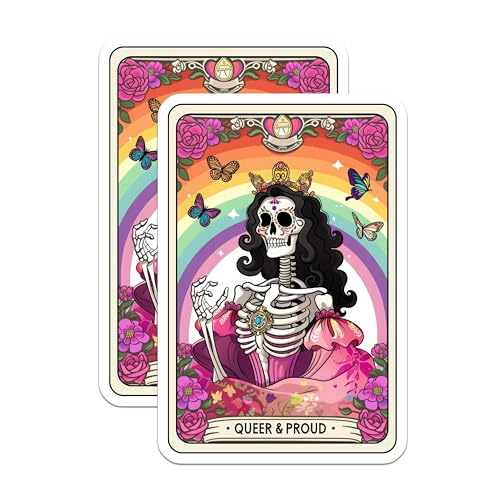 (2 Pack) Queer and Proud Skeleton Magnets - Rainbow Skeleton Art - LGBTQ+ Pride Magnets - 5" On Longest Side - for Cars, Fridges, Toolboxes - Made in USA - MAG4257