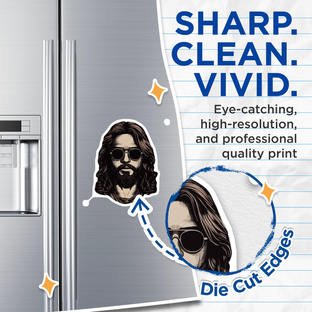(2 Pack) Cool Jesus Magnets - Hipster Christ Art - Aviator Guy for Man Cave - 5 Inches On Longest Side - Thick Durable Magnet - Made in USA - MAG29436