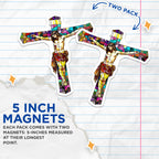 (2 Pack) Stained Glass Jesus Cross Magnets - Religious Catholic Faith Decor - Christian Easter Art Accent - 5 Inches On Longest Side - Thick Durable Magnet - Made in USA - MAG38604