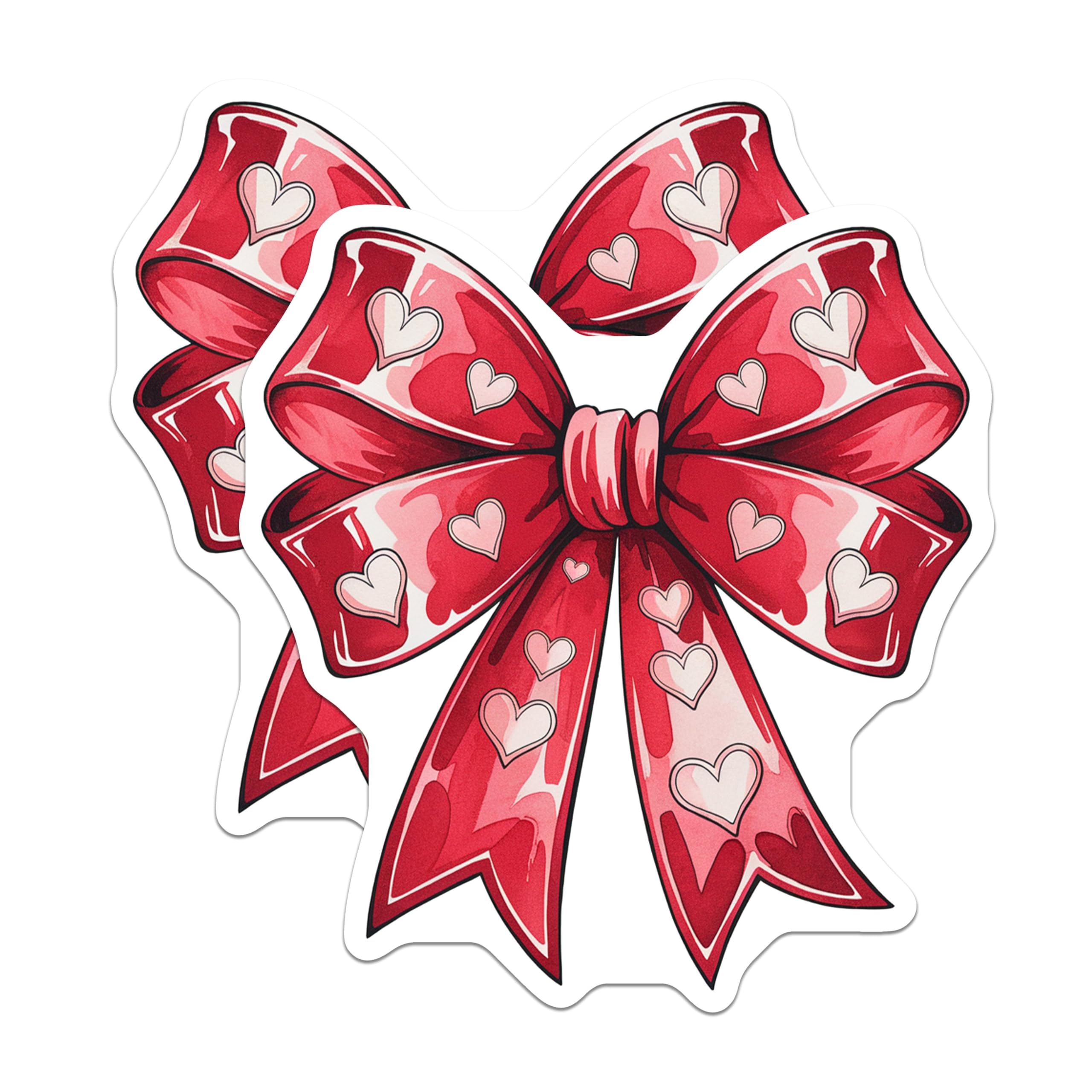 (2 Pack) Red Bow Heart Magnets - Valentines Day Magnets - Cute Heart Bow Magnets for Fridge - 5" On Longest Side - for Cars, Refrigerators, Toolboxes, Lockers - Made in USA MAG3552
