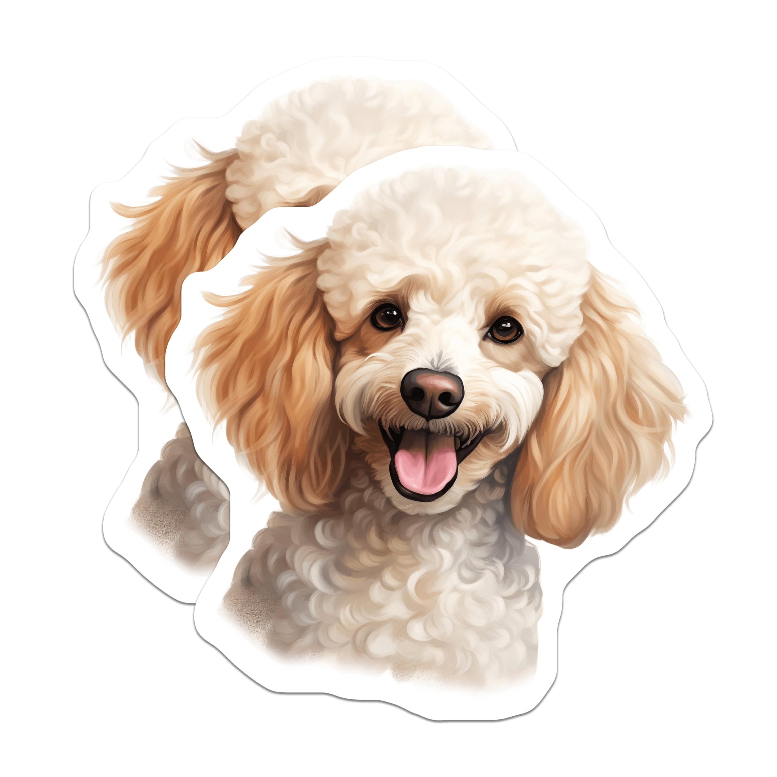 (2 Pack) Happy Poodle Magnets - Adorable Dog Refrigerator Decor - Pet Lover Home Accessories - 5 Inches On Longest Side - Thick Durable Magnet - Made in USA - MAG24959