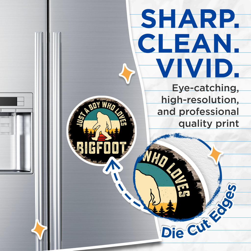 (2 Pack) Bigfoot Sasquatch Magnets - Boy Who Loves Cryptid - Retro Vintage Refrigerator Locker Magnets - 5 Inches On Longest Side - Thick Durable Magnet - Made in USA - MAG26215