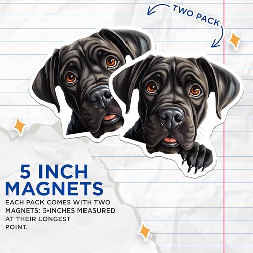 (2 Pack) Cute Pet Decor Magnet - Animal Art - 5" On Longest Side - Sticks to Smooth Flat Surfaces - Made in USA - MAG9900