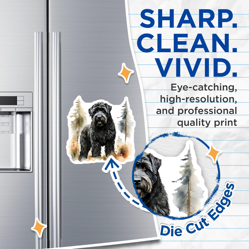(2 Pack) Black Russian Terrier Magnets - Bouvier des Flandres Decor - Dog Breed Art - 5" On Longest Side - Premium Magnet - for Cars, Refrigerators, Toolboxes, Lockers - Made in USA - MAG14031