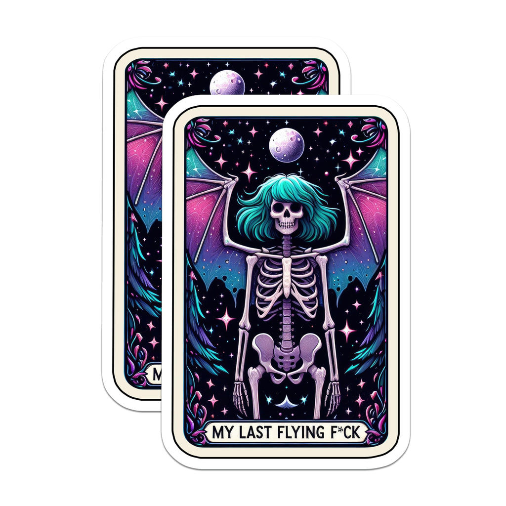 (2 Pack) Skeleton Wings Magnets - My Last Flying Quote - Gothic Aesthetic Refrigerator Decor - 5 Inches On Longest Side - Thick Durable Magnet - Made in USA - MAG23141