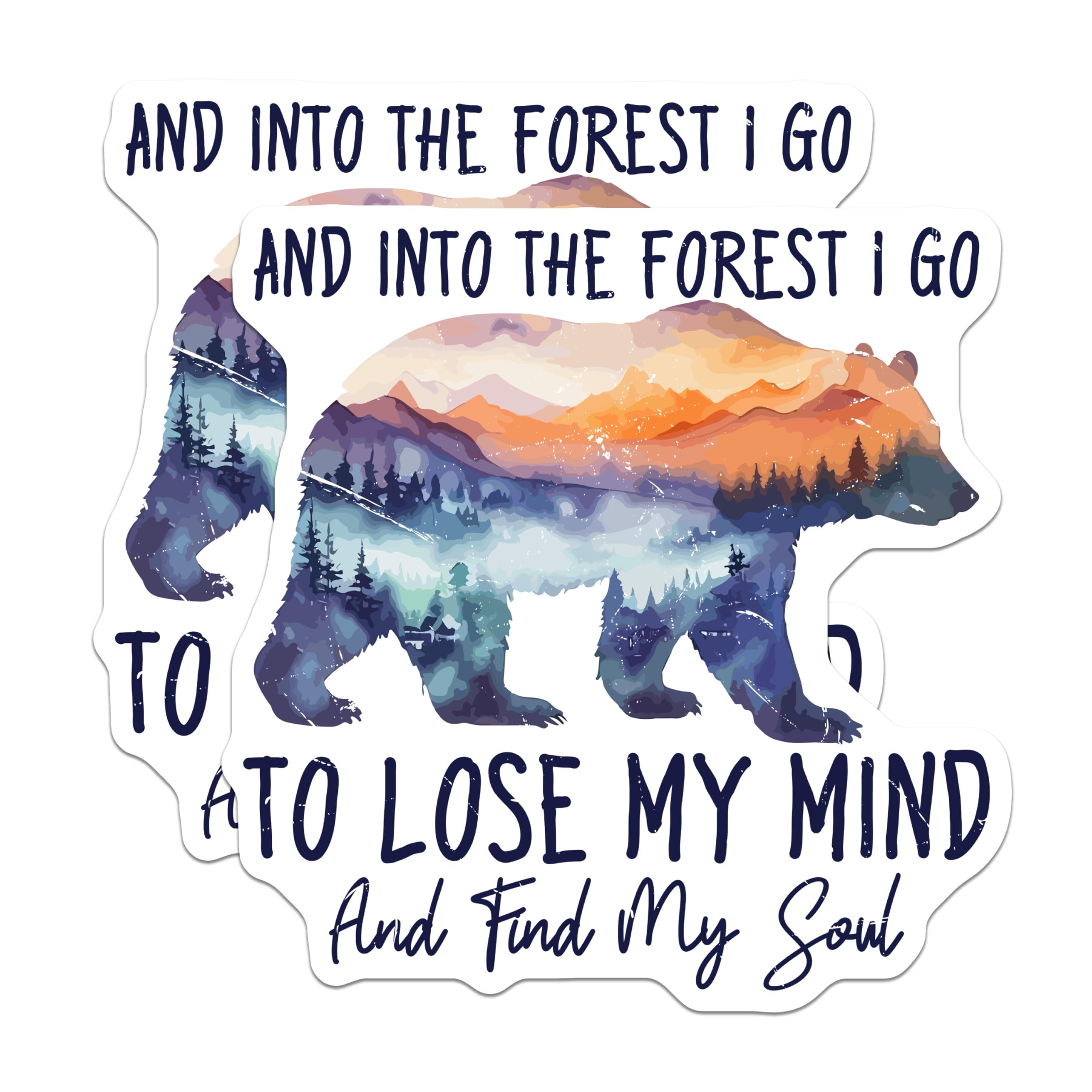 (2 Pack) Forest Bear Magnets - Lose My Mind Find Soul - Inspirational Quote Decor - 5" On Longest Side - Premium Magnet - for Cars, Refrigerators, Toolboxes, Lockers - Made in USA - MAG16938
