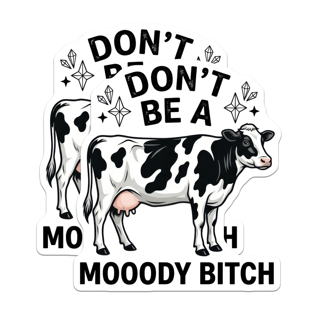 (2 Pack) Moody Cow Magnets - Funny Refrigerator Sarcastic Farm Animal Decor - Adult Humor Kitchen Present Idea - 5 Inches On Longest Side - Thick Durable Magnet - Made in USA - MAG36655