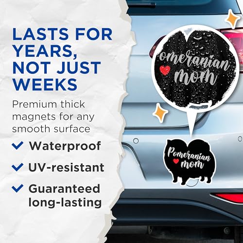 (2 Packs) Pomeranian Mom Magnets - Pomeranian Dog Breed Magnets - 5 Inches On Longest Side - Premium Magnet - for Fridges, Toolboxes, Cars - Made in USA - MAG2512