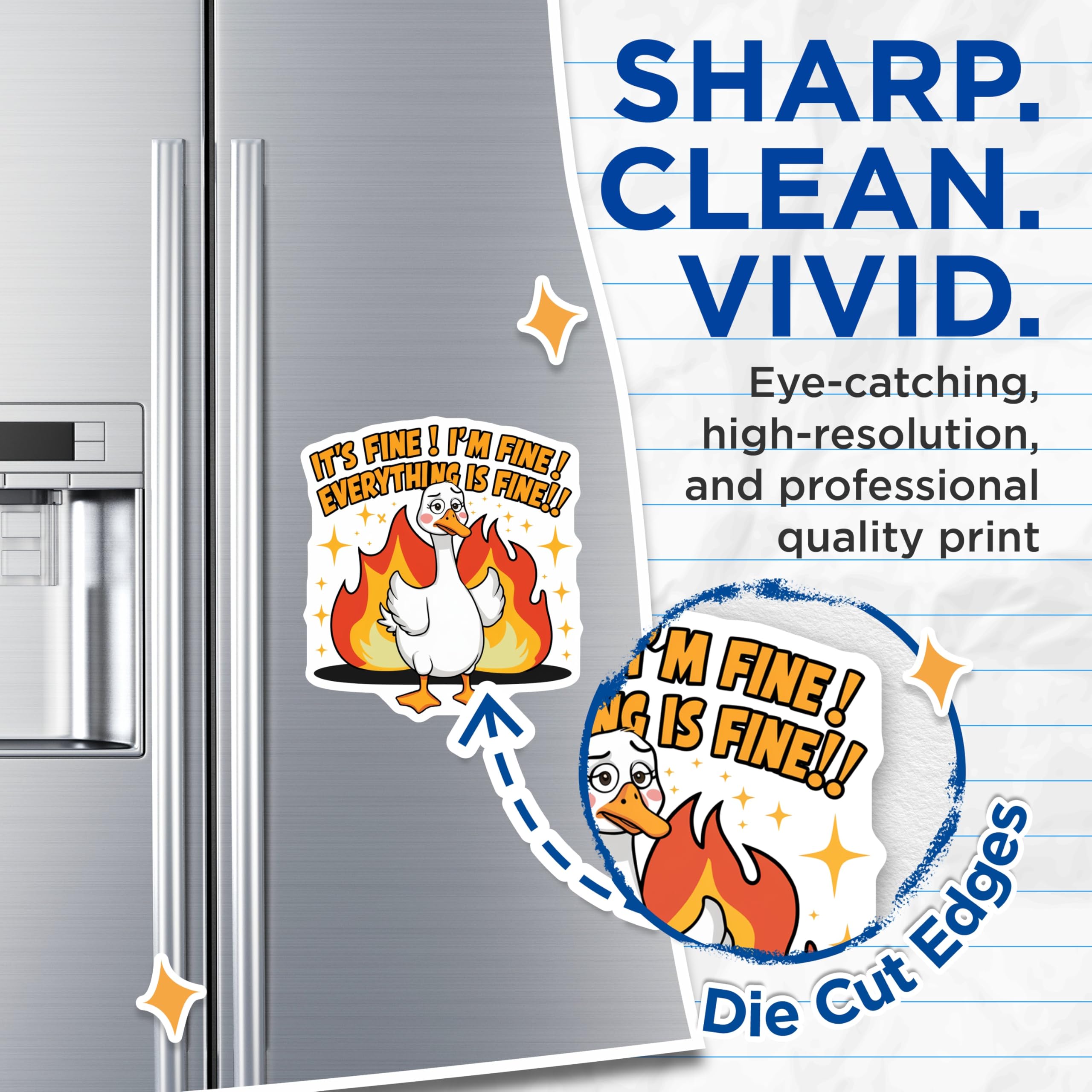 (2 Pack) It's Fine Magnets - Funny Goose Magnet - Sarcastic Quote Fridge Magnets - 5" On Longest Side - Premium Magnet - for Cars, Refrigerators, Toolboxes, Lockers - Made in USA - MAG15378