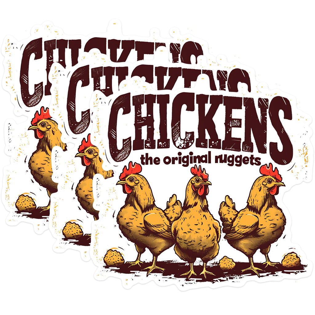 (3 Pack) Chicken Decals - Funny Chicken Nuggets - Laptop Decals - 3 Inches On Longest Side - Easy Peel & Apply - Made in USA - 3MCS1453